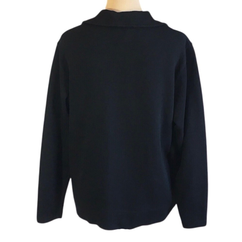 Talbots Black Zip Up Knit Cotton Sweater Jacket, Women’s Large - Picture 3 of 8